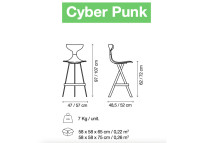 TABOURET DE BAR DESIGN 2 HAUTEURS 62 OU 72 CM - 252 COMBINAISONS DE COULEURS - SET DE 2 UNITES - CYBER PUNK PAR GREEN