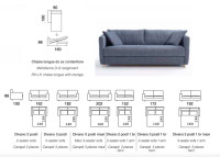 CANAPE MODERNE FIXE OU CONVERTIBLE - 100% DEHOUSSABLE - COULEURS ET TAILLES AU CHOIX - ZOE PAR ESSENZA