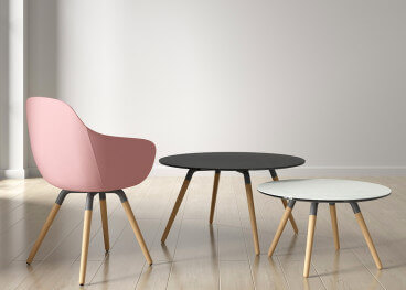 TABLE BASSE AU DESIGN SCANDINAVE EN TREMPE 5 COULEURS ET PIEDS EN BOIS DE HETRE - NUBA MINI PAR CANCIO 2