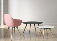 TABLE BASSE AU DESIGN SCANDINAVE EN CERAMIQUE 10 COULEURS ET PIEDS EN BOIS DE HETRE - NUBA MINI PAR CANCIO