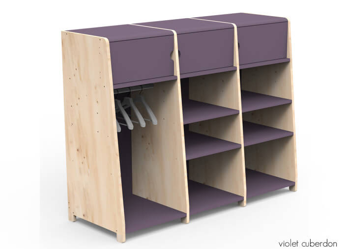 PENDERIE TRIPLE AVEC 3 ETAGERES FERMEES 1 PENDERIE ET 6 OU 9 ETAGERES OUVERTES - ASYMETRY PAR MATHY BY BOLS
