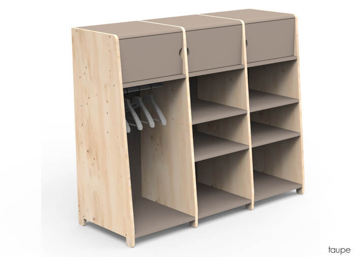 PENDERIE TRIPLE AVEC 3 ETAGERES FERMEES 1 PENDERIE ET 6 OU 9 ETAGERES OUVERTES - ASYMETRY PAR MATHY BY BOLS