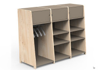 PENDERIE TRIPLE AVEC 3 ETAGERES FERMEES 1 PENDERIE ET 6 OU 9 ETAGERES OUVERTES - ASYMETRY PAR MATHY BY BOLS