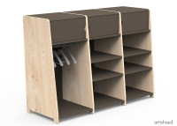 PENDERIE TRIPLE AVEC 3 ETAGERES FERMEES 1 PENDERIE ET 6 OU 9 ETAGERES OUVERTES - ASYMETRY PAR MATHY BY BOLS