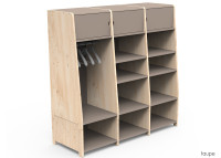 PENDERIE TRIPLE AVEC 3 ETAGERES FERMEES 1 PENDERIE ET 6 OU 9 ETAGERES OUVERTES - ASYMETRY PAR MATHY BY BOLS
