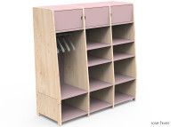 PENDERIE TRIPLE AVEC 3 ETAGERES FERMEES 1 PENDERIE ET 6 OU 9 ETAGERES OUVERTES - ASYMETRY PAR MATHY BY BOLS
