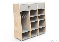 PENDERIE TRIPLE AVEC 3 ETAGERES FERMEES 1 PENDERIE ET 6 OU 9 ETAGERES OUVERTES - ASYMETRY PAR MATHY BY BOLS