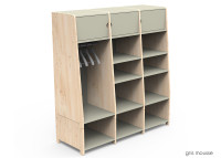 PENDERIE TRIPLE AVEC 3 ETAGERES FERMEES 1 PENDERIE ET 6 OU 9 ETAGERES OUVERTES - ASYMETRY PAR MATHY BY BOLS