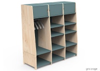 PENDERIE TRIPLE AVEC 3 ETAGERES FERMEES 1 PENDERIE ET 6 OU 9 ETAGERES OUVERTES - ASYMETRY PAR MATHY BY BOLS