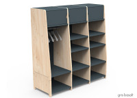 PENDERIE TRIPLE AVEC 3 ETAGERES FERMEES 1 PENDERIE ET 6 OU 9 ETAGERES OUVERTES - ASYMETRY PAR MATHY BY BOLS