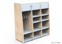 PENDERIE TRIPLE AVEC 3 ETAGERES FERMEES 1 PENDERIE ET 6 OU 9 ETAGERES OUVERTES - ASYMETRY PAR MATHY BY BOLS