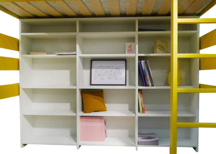 BIBLIOTHEQUE POUR LIT MEZZANINE SURELEVE H 172 OU  H 186 EN MDF 26 COLORIS - PAR MATHY BY BOLS
