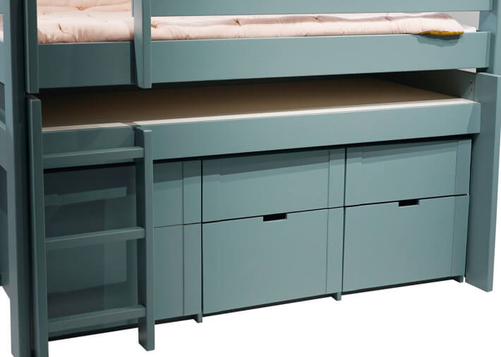 CAISSON DE RANGEMENT 5 TIROIRS OU 3 PORTES COULISSANTES POUR LIT MEZZANINE SURELEVE H 127 - PAR MATHY BY BOLS