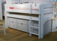 CAISSON DE RANGEMENT 5 TIROIRS OU 3 PORTES COULISSANTES POUR LIT MEZZANINE SURELEVE H 127 - PAR MATHY BY BOLS
