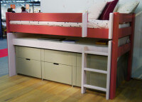 CAISSON DE RANGEMENT 5 TIROIRS OU 3 PORTES COULISSANTES POUR LIT MEZZANINE SURELEVE H 127 - PAR MATHY BY BOLS