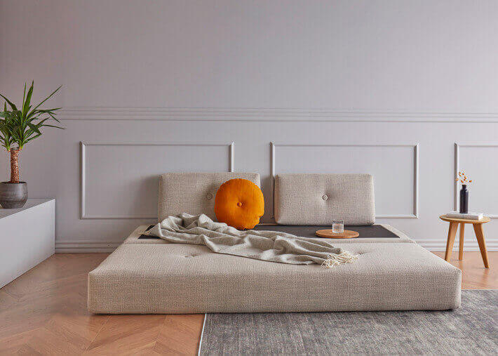 CANAPE MERIDIENNE CONVERTIBLE EN LIT 1-2 PLACES GRIS OU VERT SIGMUND PAR INNOVATION LIVING