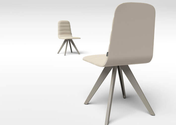CHAISE CONTEMPORAINE EN TISSU VINYLE OU TEXTILE ET PIEDS EN ACIER LAQUE - COLORIS AU CHOIX - TWIST PAR CANCIO