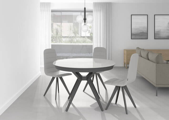 CHAISE CONTEMPORAINE EN TISSU VINYLE OU TEXTILE ET PIEDS EN ACIER LAQUE - COLORIS AU CHOIX - TWIST PAR CANCIO