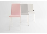 CHAISE DESIGN STRUCTURE ACIER CHROME NOIR OU BLANC ET ASSISE EN VINYLE 23 COULEURS AU CHOIX - CITY PAR CANCIO