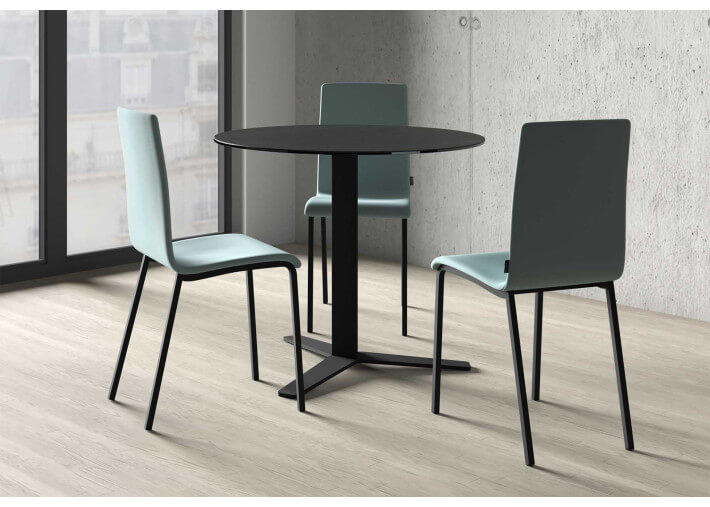 CHAISE DESIGN STRUCTURE ACIER CHROME NOIR OU BLANC ET ASSISE EN VINYLE 23 COULEURS AU CHOIX - CITY PAR CANCIO
