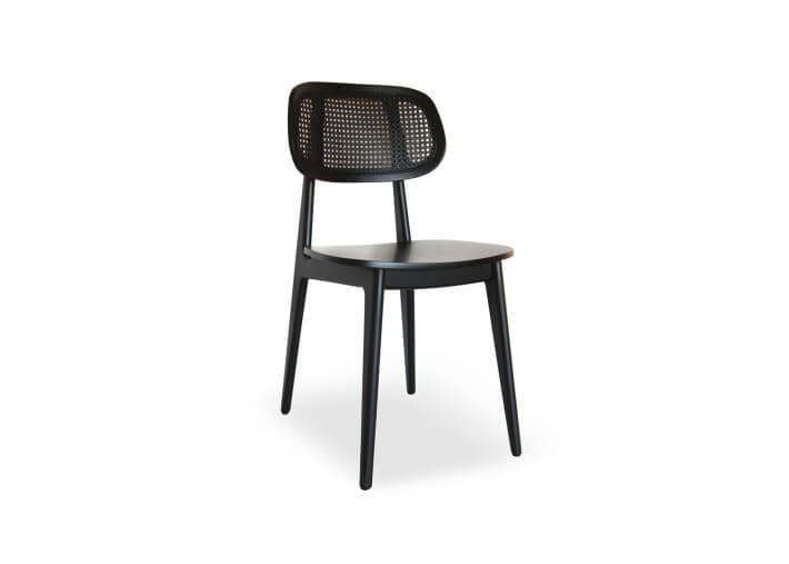 CHAISE CANNAGE DESIGN EN HETRE LAQUE NOIR - PIEMONT PAR ANGEL DES MONTAGNES