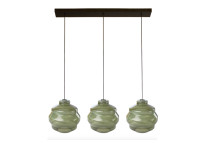 SUSPENSION RAMPE AVEC 3 ABAT-JOUR EN VERRE SOUFFLE AMBRE BLANC OU VERT - ADELE PAR ANGEL DES MONTAGNES