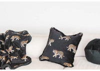 COUSSIN DECORATIF EN VELOURS NOIR MOTIF TIGRE 45x45 - SAVANE PAR MX HOME