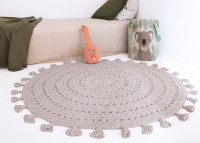 TAPIS ROND EN CROCHET 100% COTON GRIS PERLE VERT OU ROSE LIEGE - NILA PAR NATTIOT