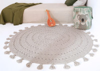 TAPIS ROND EN CROCHET 100% COTON GRIS PERLE VERT OU ROSE LIEGE - NILA PAR NATTIOT