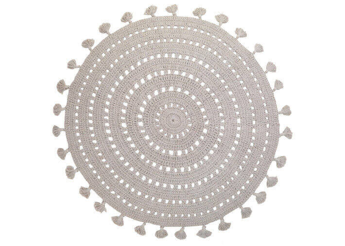 TAPIS ROND EN CROCHET 100% COTON GRIS PERLE VERT OU ROSE LIEGE - NILA PAR NATTIOT