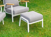 REPOSE-PIED OU TABOURET EN ALUMINIUM ET TEXTILE OUTDOOR GRIS OU BLANC - DANDY PAR GARDEN ART