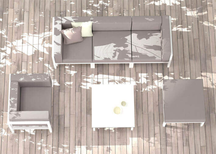 Table de salon de jardin carree blanche compact...