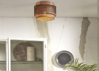 Plafonnier design en bambou naturel et noir - bhutan par good&mojo