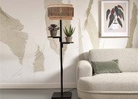 Lampadaire avec 2 etageres en bambou h 160 - bhutan - good&mojo