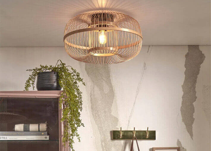 Plafonnier tendance en bambou naturel -...