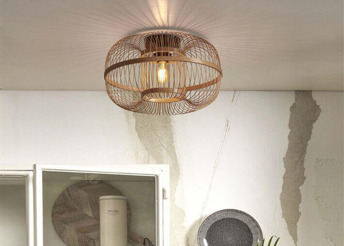Plafonnier tendance en bambou naturel -...