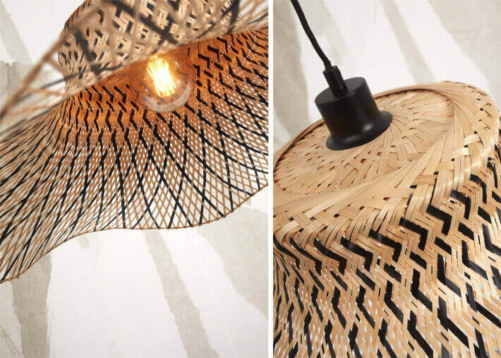 Suspension capeline en bambou naturel ou noir -...