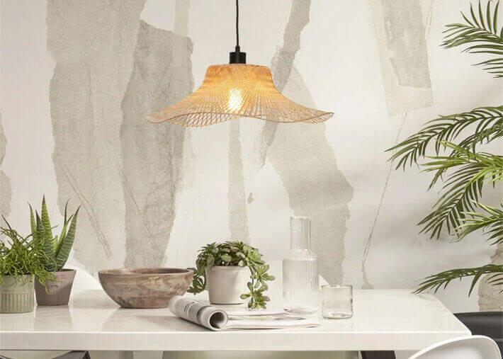 Suspension capeline en bambou naturel ou noir -...