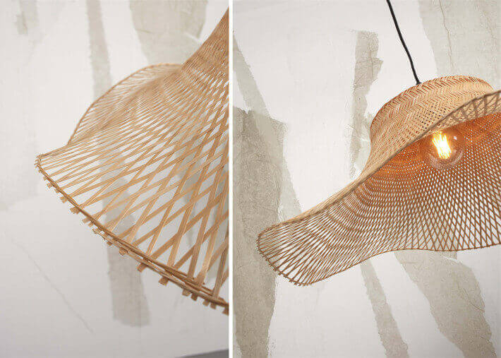 Suspension capeline en bambou naturel ou noir -...