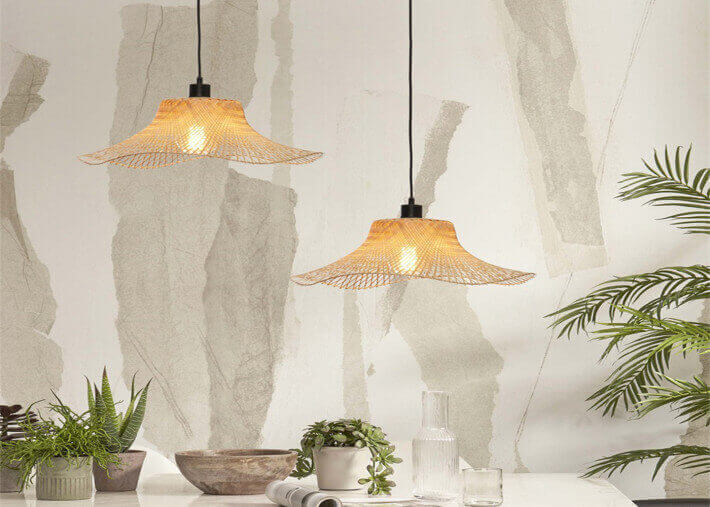 Suspension capeline en bambou naturel ou noir -...