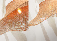 Plafonnier forme capeline en bambou naturel ou noir - ibiza good&mojo