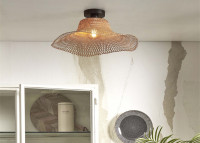 Plafonnier forme capeline en bambou naturel ou noir - ibiza good&mojo