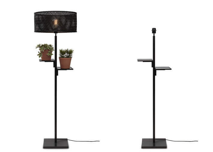 Lampadaire avec 2 etageres en bambou 2 coloris...