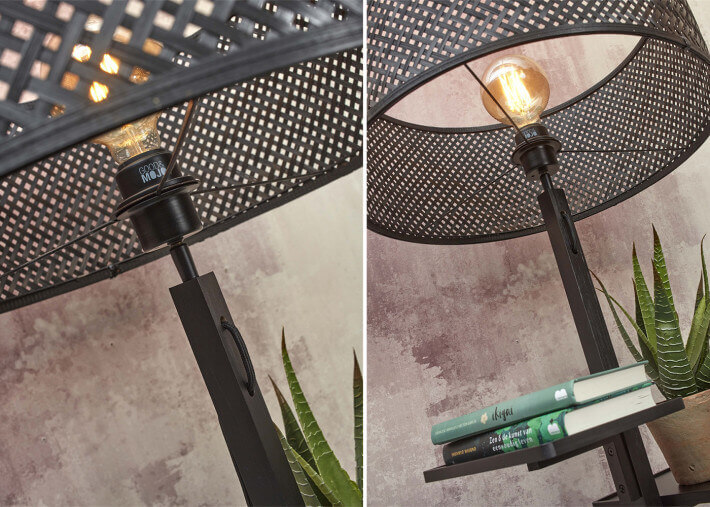 Lampadaire avec 2 etageres en bambou 2 coloris...
