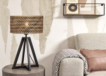 Lampe a poser en bambou naturel/noir - java par good&mojo