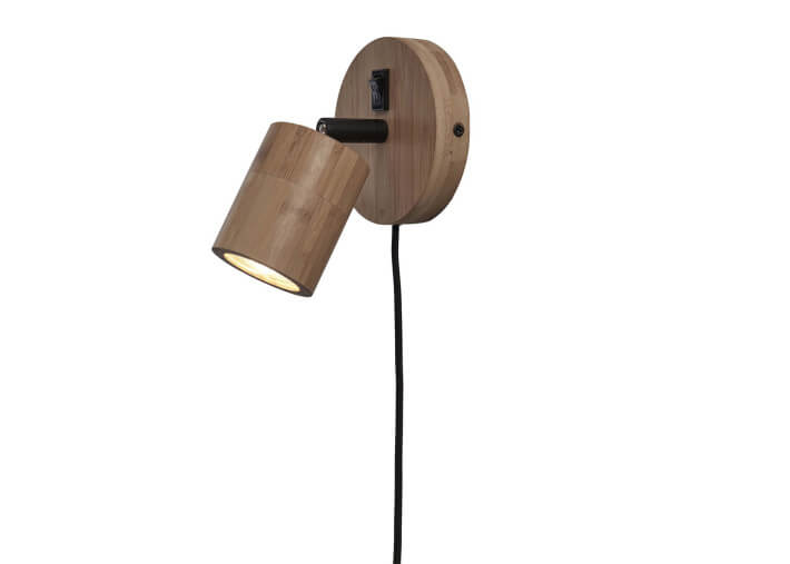 Applique inclinable en bambou naturel ou noir -...