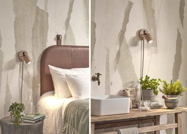 Applique inclinable en bambou naturel ou noir -...