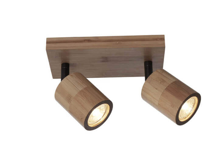 Applique double inclinable en bambou naturel ou...