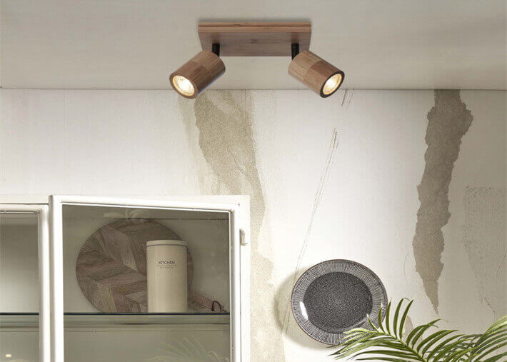 Applique double inclinable en bambou naturel ou...