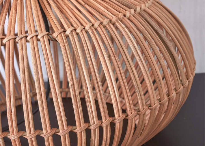 Lampe en rotin et abat-jour lin 8 coloris -...